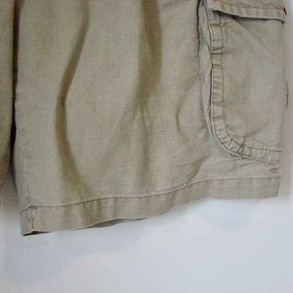 Khaki Cargo Shorts Flat Front Eddie Bauer Linen Cotton Utility Pockets Size 34 - Picture 7 of 10